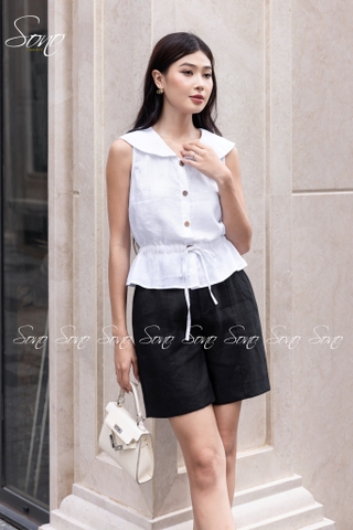 SONO - Áo linen cổ thủy thủ rút dây