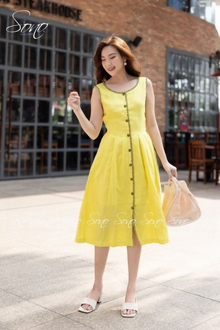 SONO - Đầm linen đột chỉ xương cá