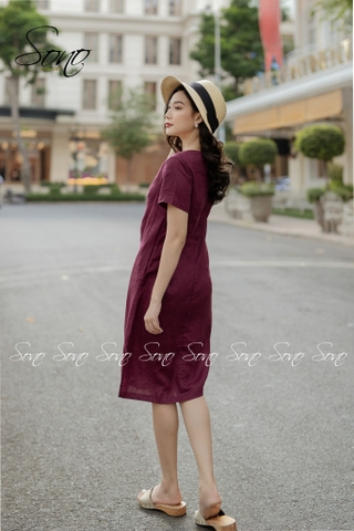 SONO - Đầm linen thêu hoa nhiều màu có tay