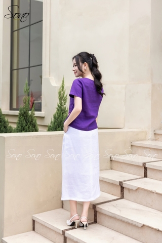 SONO - Chân váy linen nút gỗ