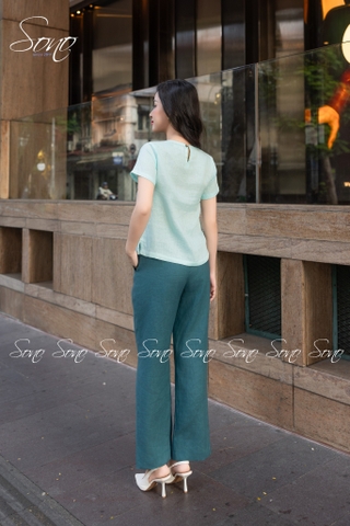 SONO - Áo linen nút bên thêu hoa to