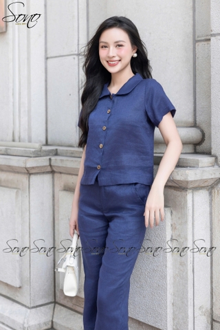 SONO - Bộ dài linen cổ sen