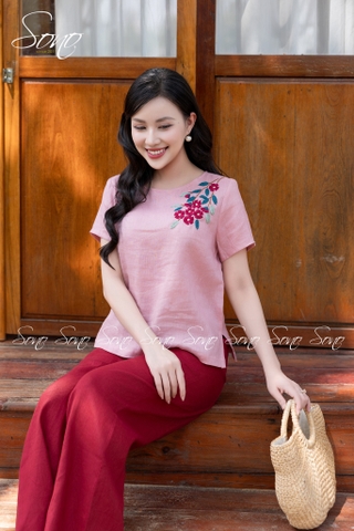 SONO - Áo linen thêu hoa 5 cánh