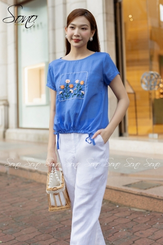 SONO - Áo linen rút dây thêu