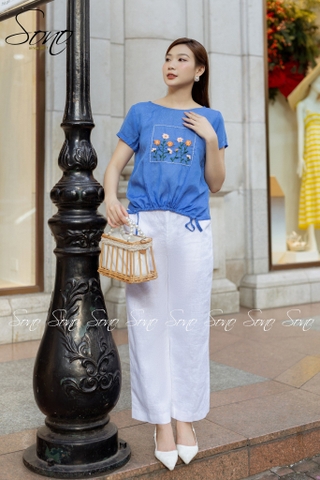 SONO - Áo linen rút dây thêu