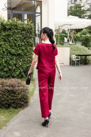 SONO - Bộ dài linen thêu hoa thiên lý