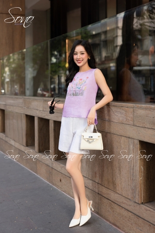SONO - Áo linen sát nách thêu nhiều màu