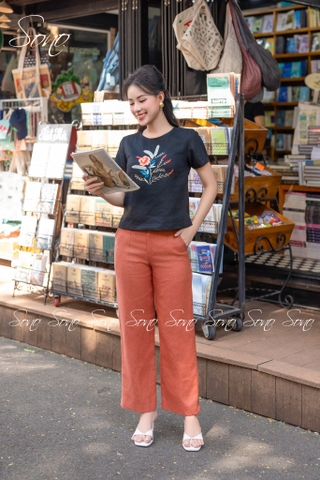 SONO - Áo linen thêu cành lá