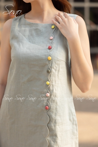 SONO - Đầm linen lượn sóng nút nhiều màu