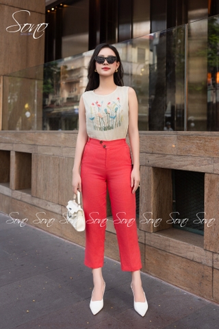 SONO - Áo linen sát nách thêu nhiều màu