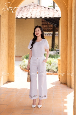 SONO - Bộ dài linen thêu viền
