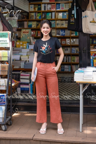 SONO - Áo linen thêu cành lá