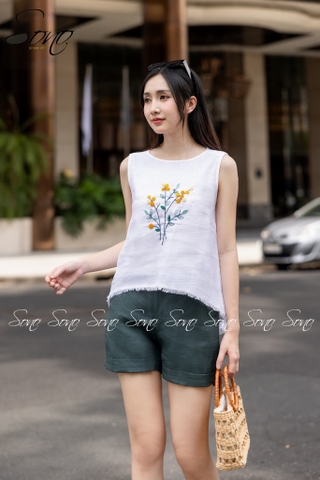 SONO - Quần short linen có đai