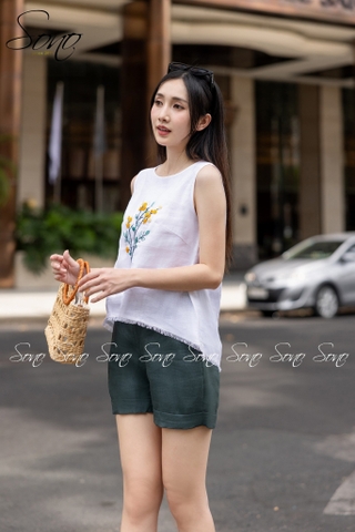 SONO - Quần short linen có đai