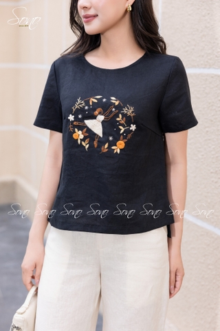 SONO - Áo linen thêu cô vũ công bale