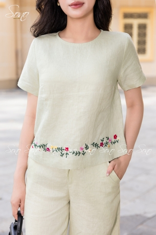 SONO - Bộ dài linen thêu viền