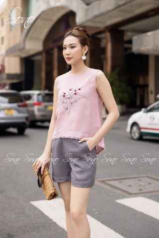 SONO - Quần short linen có đai