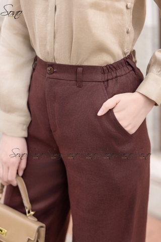 SONO - Áo sơ mi dài tay linen nút bọc 2 bên