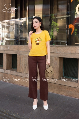 SONO - Áo linen thêu giỏ hoa