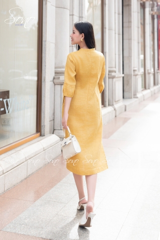 SONO - Đầm linen tay lồng đèn nhánh hoa