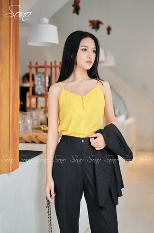 SONO - Áo linen 2 dây nút bọc