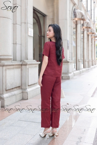 SONO - Bộ dài linen thêu bó hoa