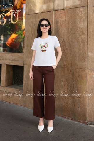 SONO - Áo linen thêu giỏ hoa