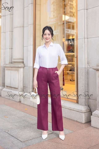 SONO - Áo sơ mi dài tay linen nút bọc 2 bên