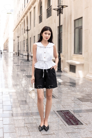 SONO - Áo linen cổ thủy thủ rút dây