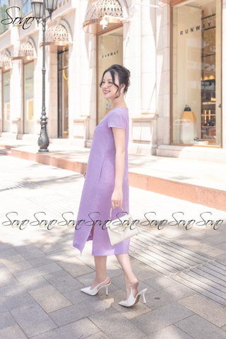 SONO - Đầm linen tay nhíu thêu hoa