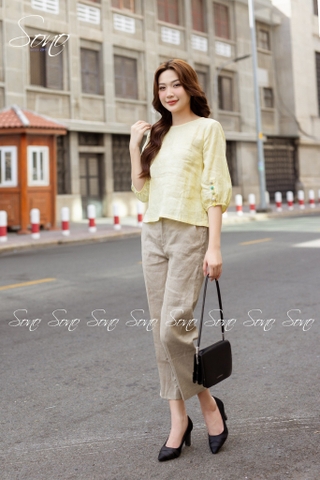 SONO - Áo linen tay lỡ đính nút nhiều màu
