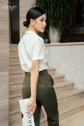 SONO - Quần dài linen màu xanh