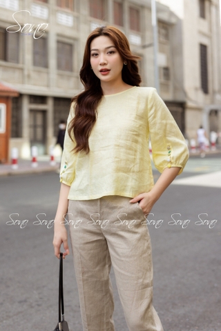 SONO - Áo linen tay lỡ đính nút nhiều màu