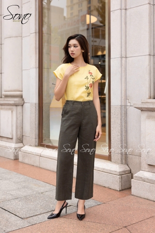 SONO - Quần dài linen màu xanh