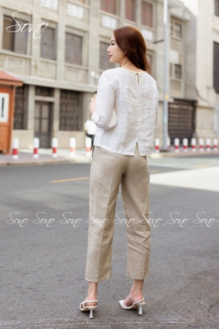 SONO - Áo linen tay lỡ đính nút nhiều màu