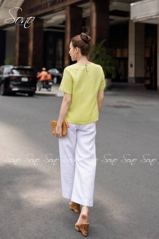 SONO - Áo linen thêu cành lá