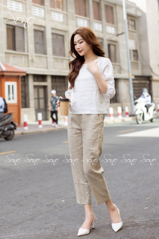 SONO - Áo linen tay lỡ đính nút nhiều màu