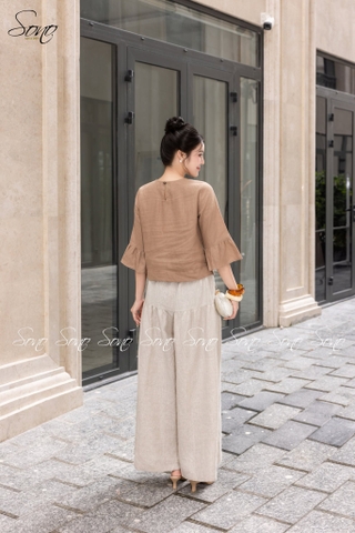 SONO - Áo linen tay lỡ thêu hoa dây leo