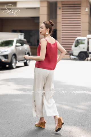 SONO - Áo linen 2 dây thêu 3 hoa