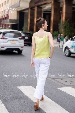 SONO - Áo linen 2 dây thêu 3 hoa