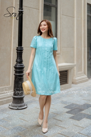 SONO - Đầm chất liệu linen chạy li form suông trẻ trung