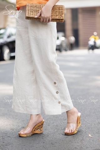 SONO - Áo linen 2 dây thắt nơ thêu hoa