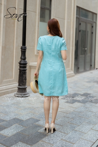 SONO - Đầm chất liệu linen chạy li form suông trẻ trung