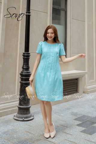 SONO - Đầm chất liệu linen chạy li form suông trẻ trung