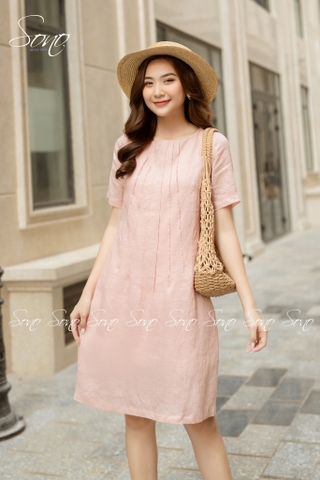SONO - Đầm chất liệu linen chạy li form suông trẻ trung