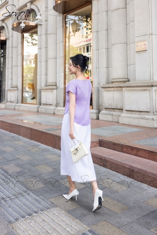 SONO - Áo linen tay dơi cổ tim thêu