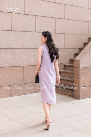 SONO - Đầm linen sơ mi sát nách thêu