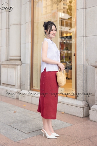SONO - Áo sơ mi linen sát nách chạy gân