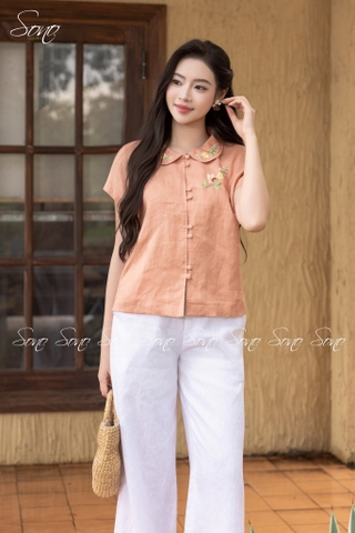 SONO - Áo cổ sen thêu cổ áo