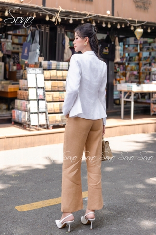 SONO - Quần dài linen nâu nhạt